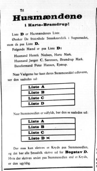 Fil:Valgannonce 1913 Husmændene Harte Sogn.jpg